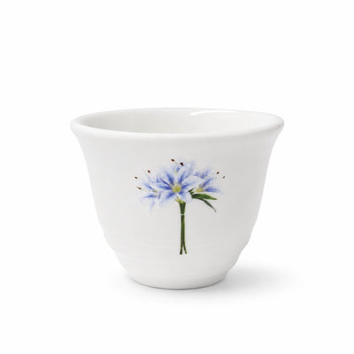 Porcelain Cawa Cup Set 80 cc 12 Pieces Blue Lily Flower Design by Siddiq Gifts