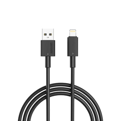Porodo USB-A to Lightning Durable Charging Cable in Black, 3M, Supporting 2.4A Fast Charging and 480Mbps Data Transfer at Siddiq Gifts.