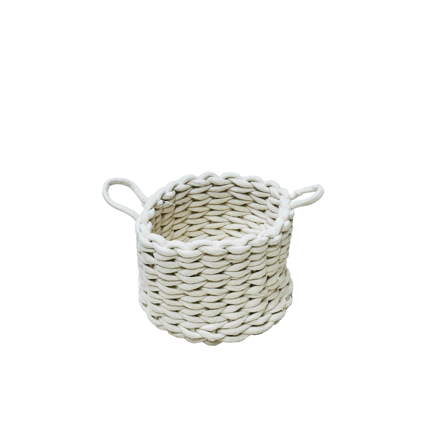 07-9 COTTON Rope Basket Round With Handle