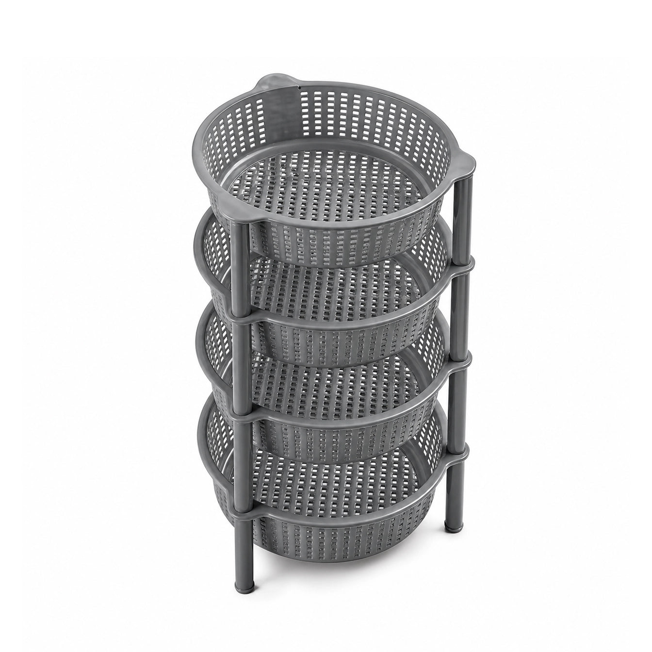 Rattan Storage Rack 4 Shelves Round 40x88cm Organizer | Siddiq Gifts