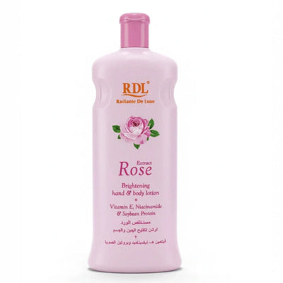 RDL Rose Extract Brightening Hand & Body Lotion In A 600 Ml Bottle, Designed To Moisturize And Soften The Skin While Supporting A Brighter And More Radiant Looking Appearance At Siddiq Gifts.