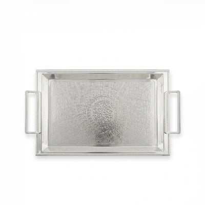 Rectangular Serving Tray 35 x 22 cm Silver Finish with Handles Siddiq Gifts
