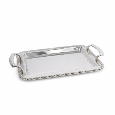 Rectangular Serving Tray with Handles 36x26cm Silver Finish by Siddiq Gifts
