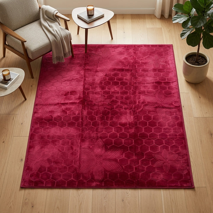 Red Carpet 200x300 cm Soft Embossed Floral Area Rug | Siddiq Gifts