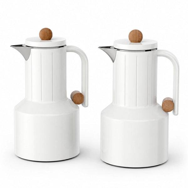 Regal Vacuum Flask 2 Pieces Set Beige with Wooden Finish