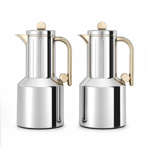 Regal Vacuum Flask 2 Pieces Set Silver Champagne Gold Finish