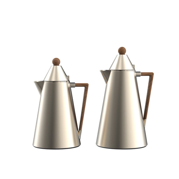 RGD17Q Vacuum Flask Set – 2-Piece – 0.5L + 1.0L – Light Coffee with Wooden Handle