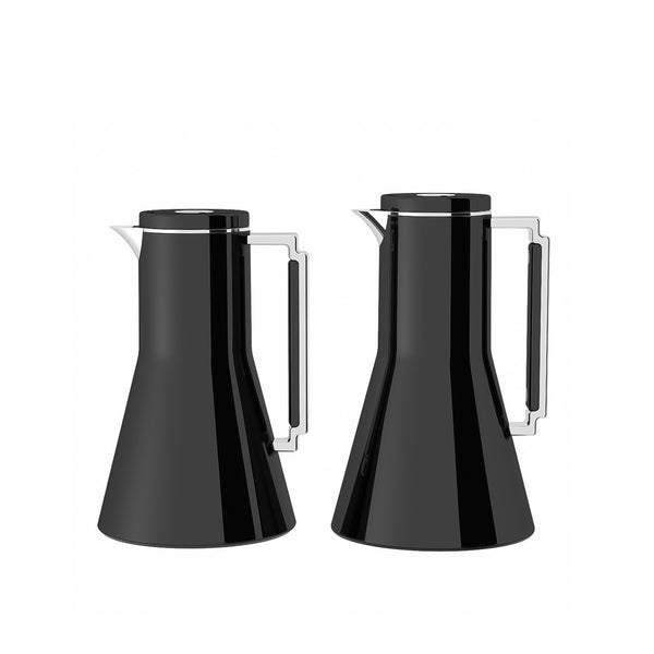 RGD22QB Vacuum Flask Set – 2-Piece – 0.7L + 1.0L – Jet Black with Silver Handle – Siddiq Gifts Mussafah Abu Dhabi