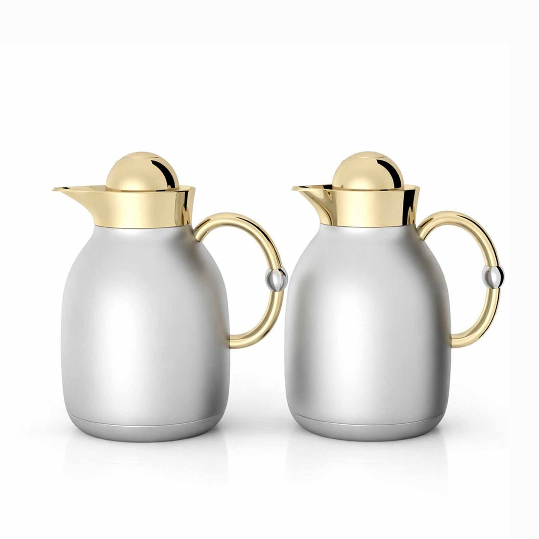 RGD27Q Vacuum Flask Set – 2 Pieces (1L + 1L) – Matt Silver with Champagne Gold Finish