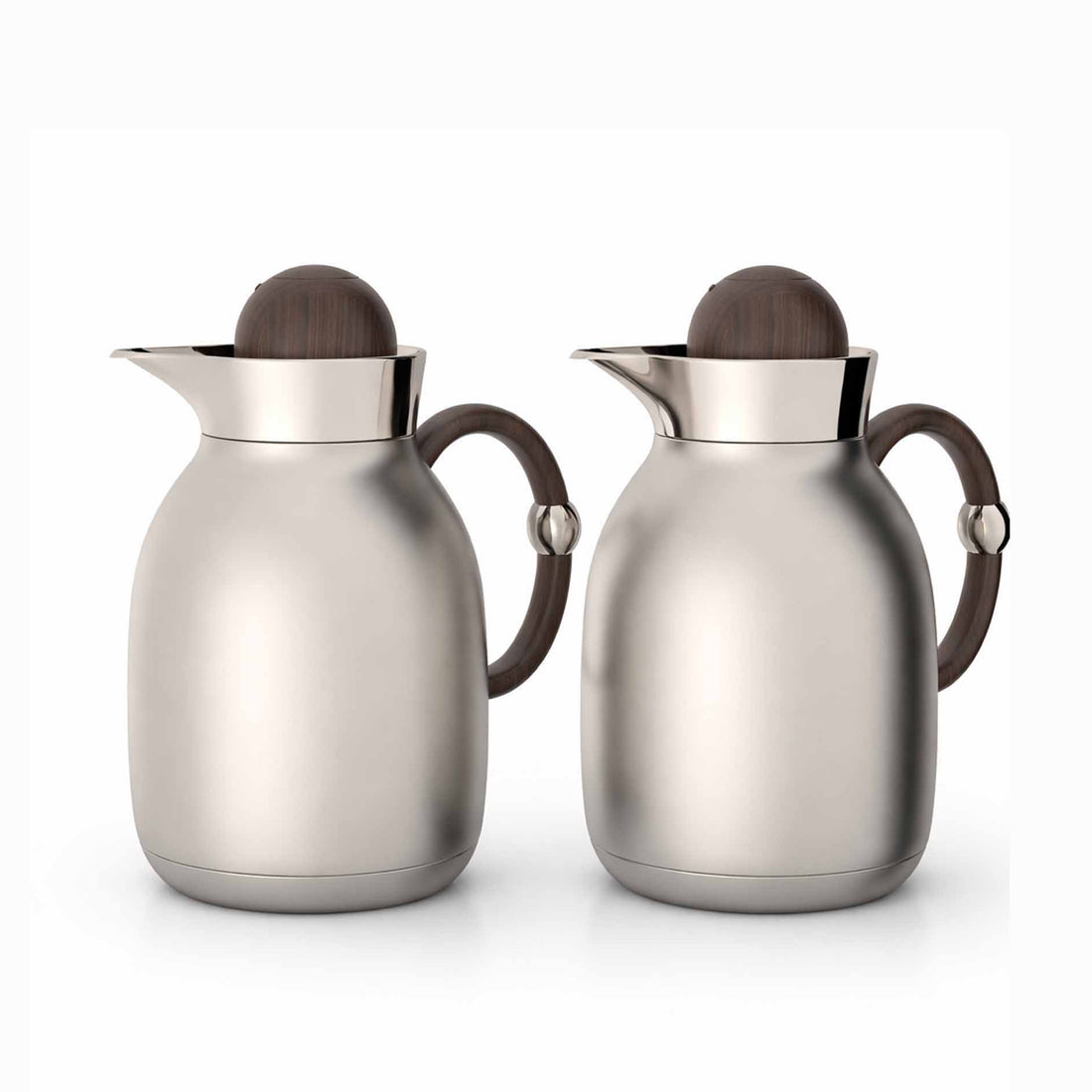 RGD27Q Vacuum Flask Set – 2 Pieces (1L + 1L) – Matt Light Coffee with Wooden Handle Finish