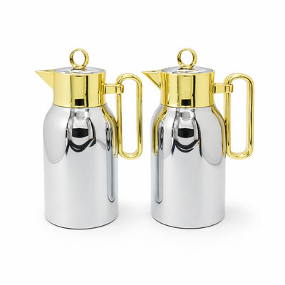 RGD29QAB Vacuum Flask Set 2 Pieces 1L 1L Silver Champagne Gold Finish From Siddiq Gift Shop