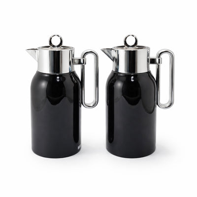 Rgd29Qab Vacuum Flask Set 2 Pieces 1L Jet Black And Silver Finish From Siddiq Gift Shop