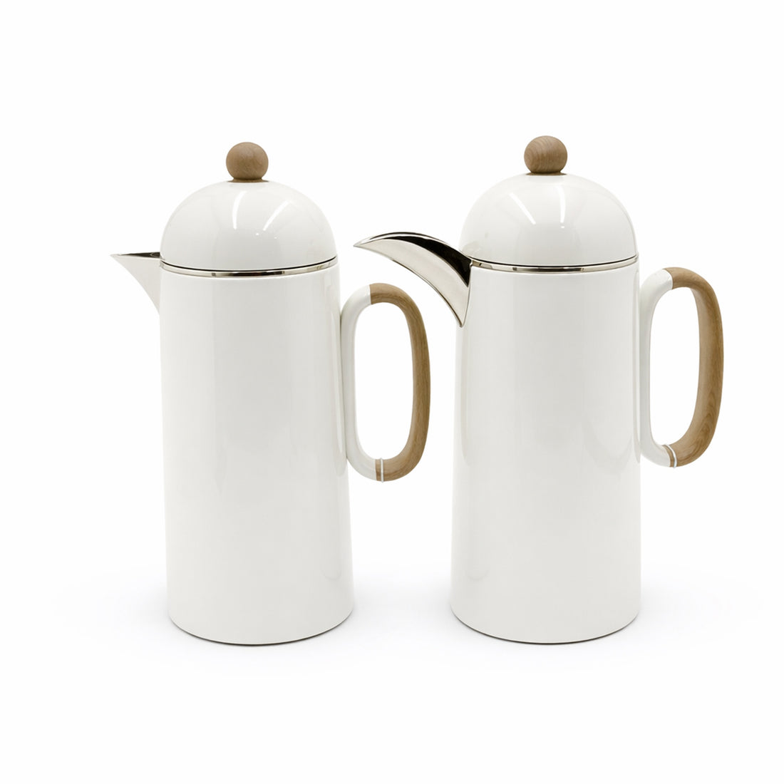 RGD30QA/B Vacuum Flask Set – 2 Pieces (1.0L & 1.0L) – Beige with Wooden Accents