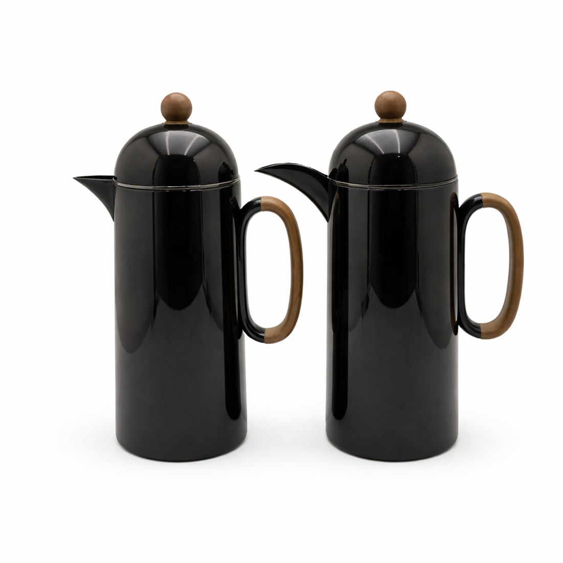 RGD30QA/B Vacuum Flask Set – 2 Pieces (1.0L & 1.0L) – Jet Black with Wooden Accents