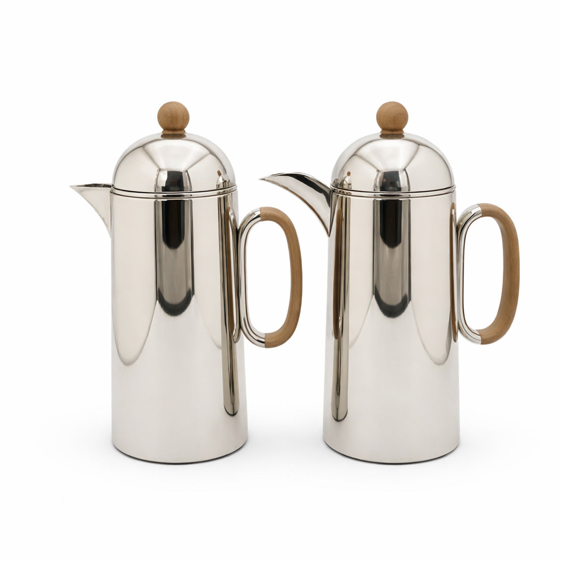 RGD30QA/B Vacuum Flask Set – 2 Pieces (1.0L & 1.0L) – Silver with Wooden Accents