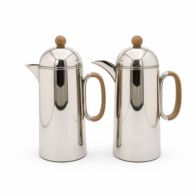 RGD30QA/B Vacuum Flask Set 2 Pieces 1.0L and 1.0L Silver with Wooden Accents From Siddiq Gift Shop