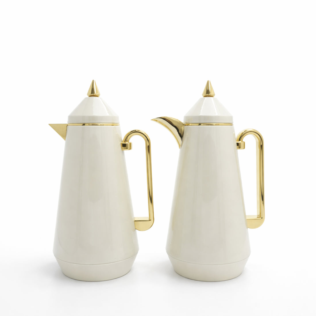 RGD31Q Vacuum Flask 2-Piece Set (1.0 L + 1.0 L) – Beige with Gold Accents