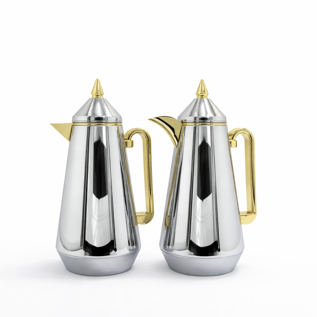 RGD31Q Vacuum Flask 2-Piece Set (1.0 L + 1.0 L) – Silver with Gold Accents