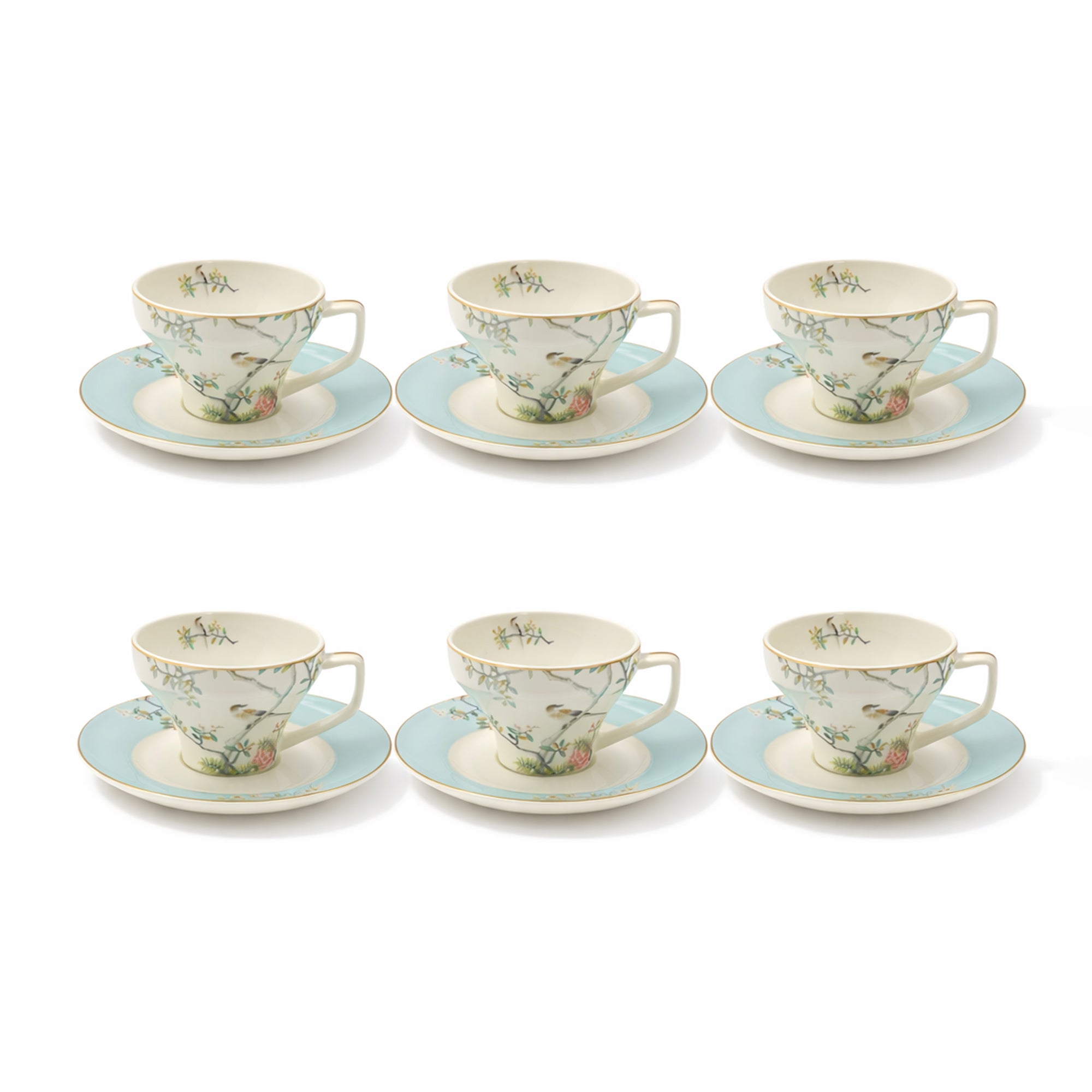 RM-470 ceramic Turkish coffee cup and saucer set 12 pieces with floral bird design for serving – Siddiq Gifts Mussafah Abu Dhabi