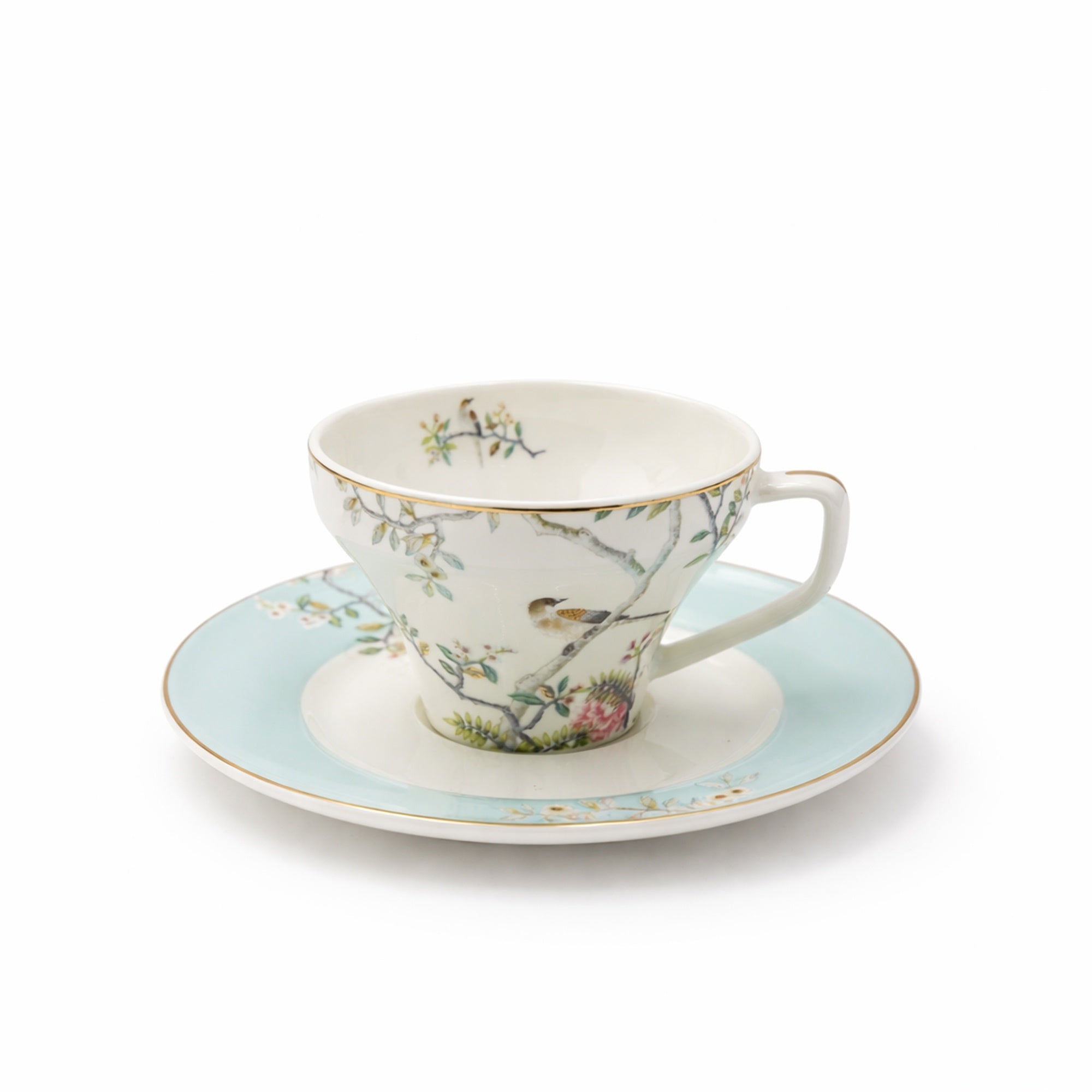 RM-470 ceramic Turkish coffee cup and saucer set 12 pieces with floral bird design for serving – Siddiq Gifts Mussafah Abu Dhabi