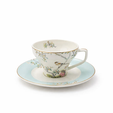 RM-470 ceramic Turkish coffee cup and saucer set 12 pieces with floral bird design for serving – Siddiq Gifts Mussafah Abu Dhabi