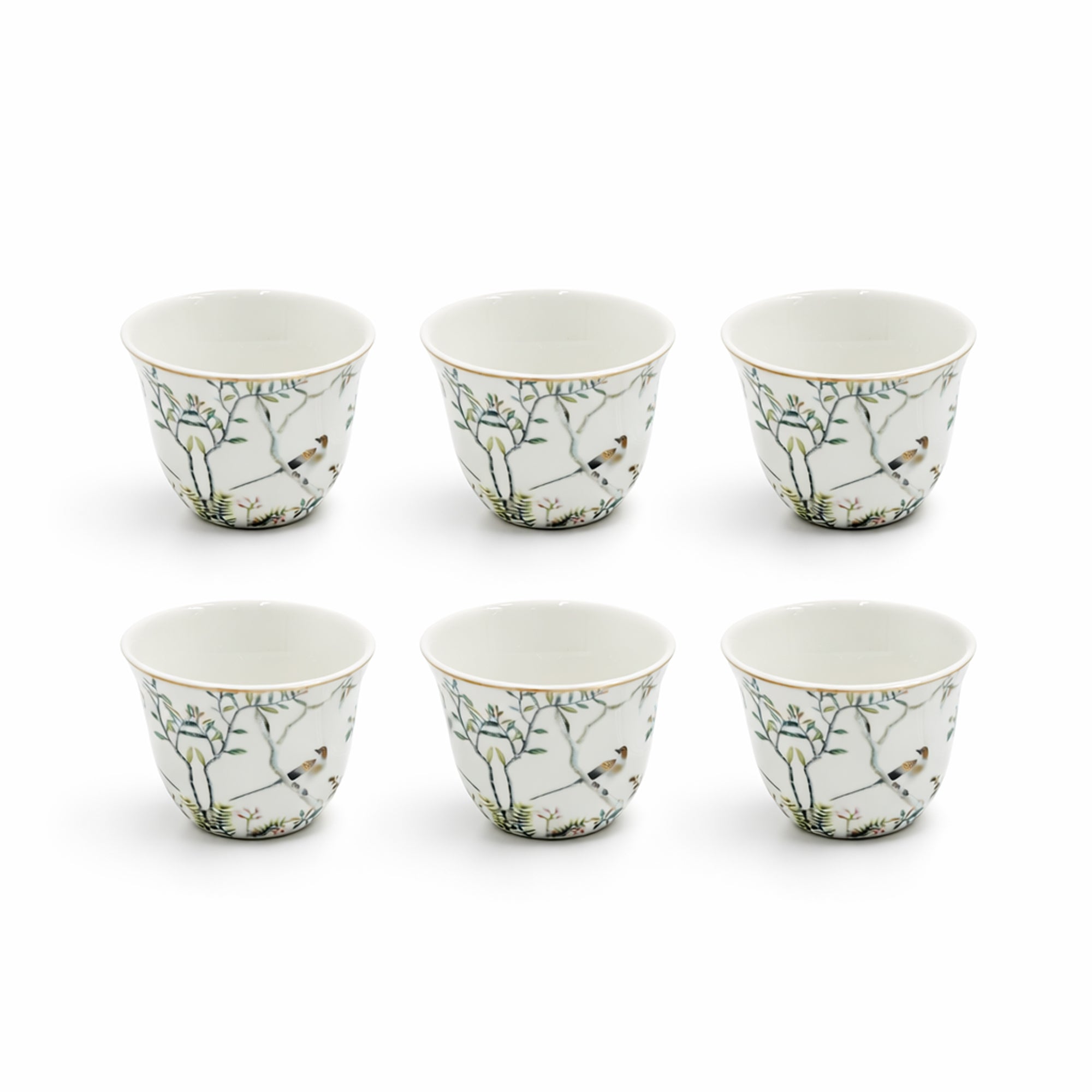 RM-471 tea and cawa cup with saucer set 18 pieces in clear glass with floral bird design for serving – Siddiq Gifts