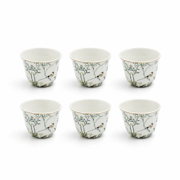 RM-471 tea and cawa cup with saucer set 18 pieces in clear glass with floral bird design for serving – Siddiq Gifts