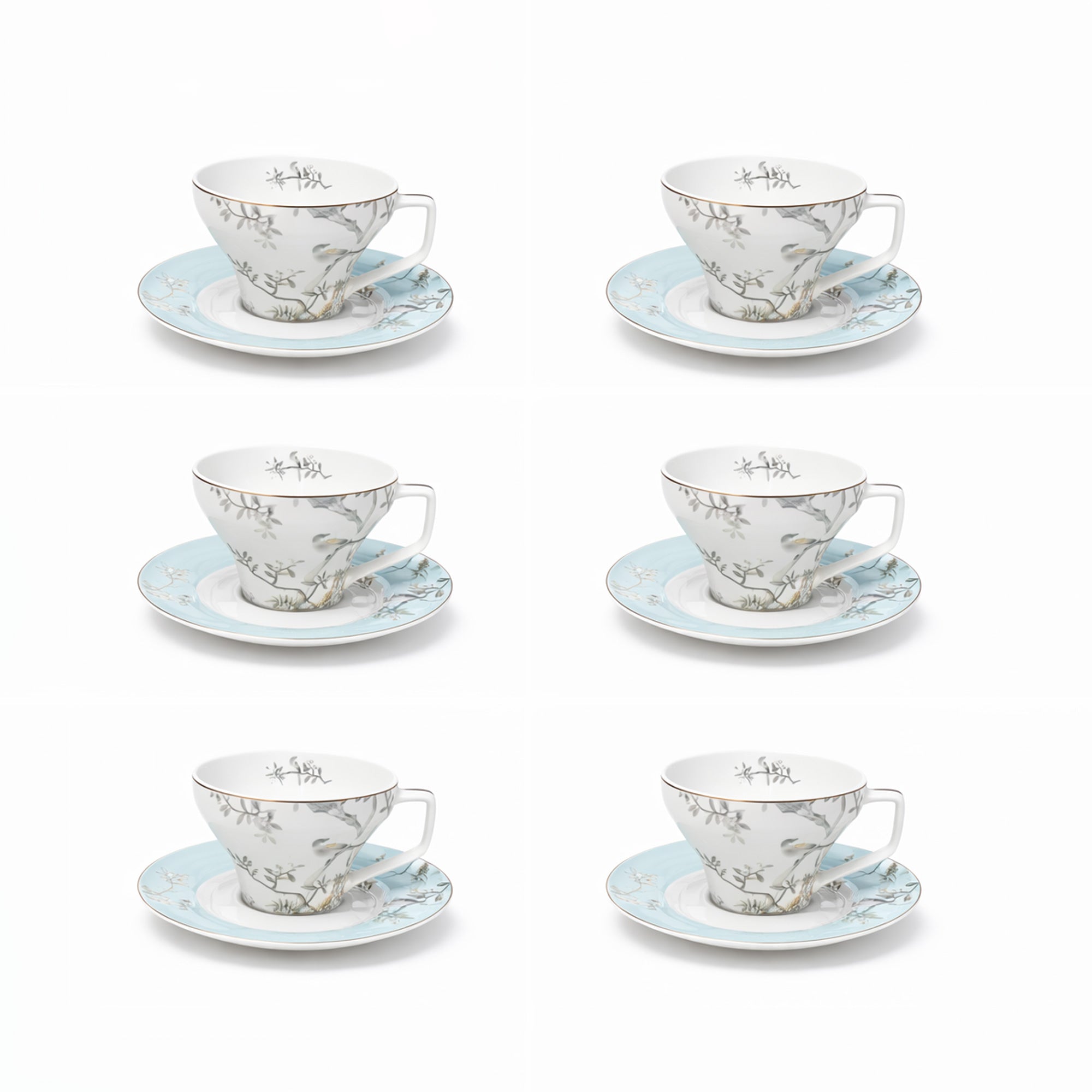 RM-472 ceramic tea set 16 pieces light blue and white floral design from Siddiq Gift Shop