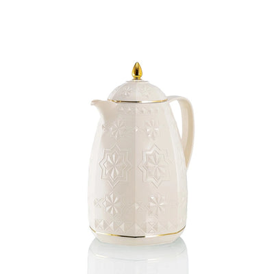 Rose Tea Vacuum Flask, 0.65 L, in Ivory with Gold Accents at Siddiq Gifts.