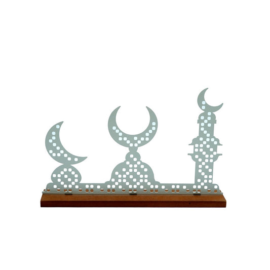 1268-118 Ramadan Decor Crescent & Minaret  Silver15CM