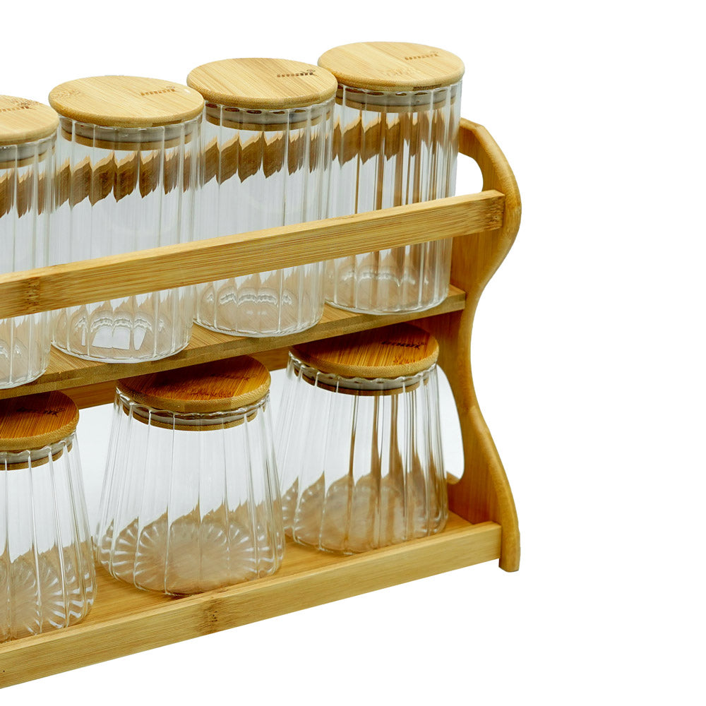 GER5661 Glass Canister With Wooden Rack