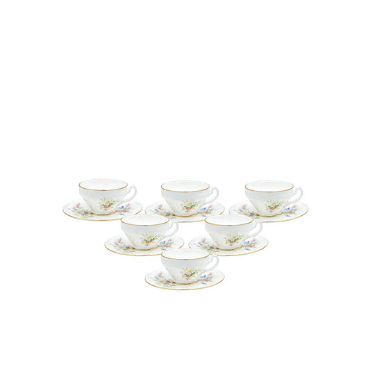 SR-006  Coffee Cup & Saucer  Set With Gold Rim 12 pcs