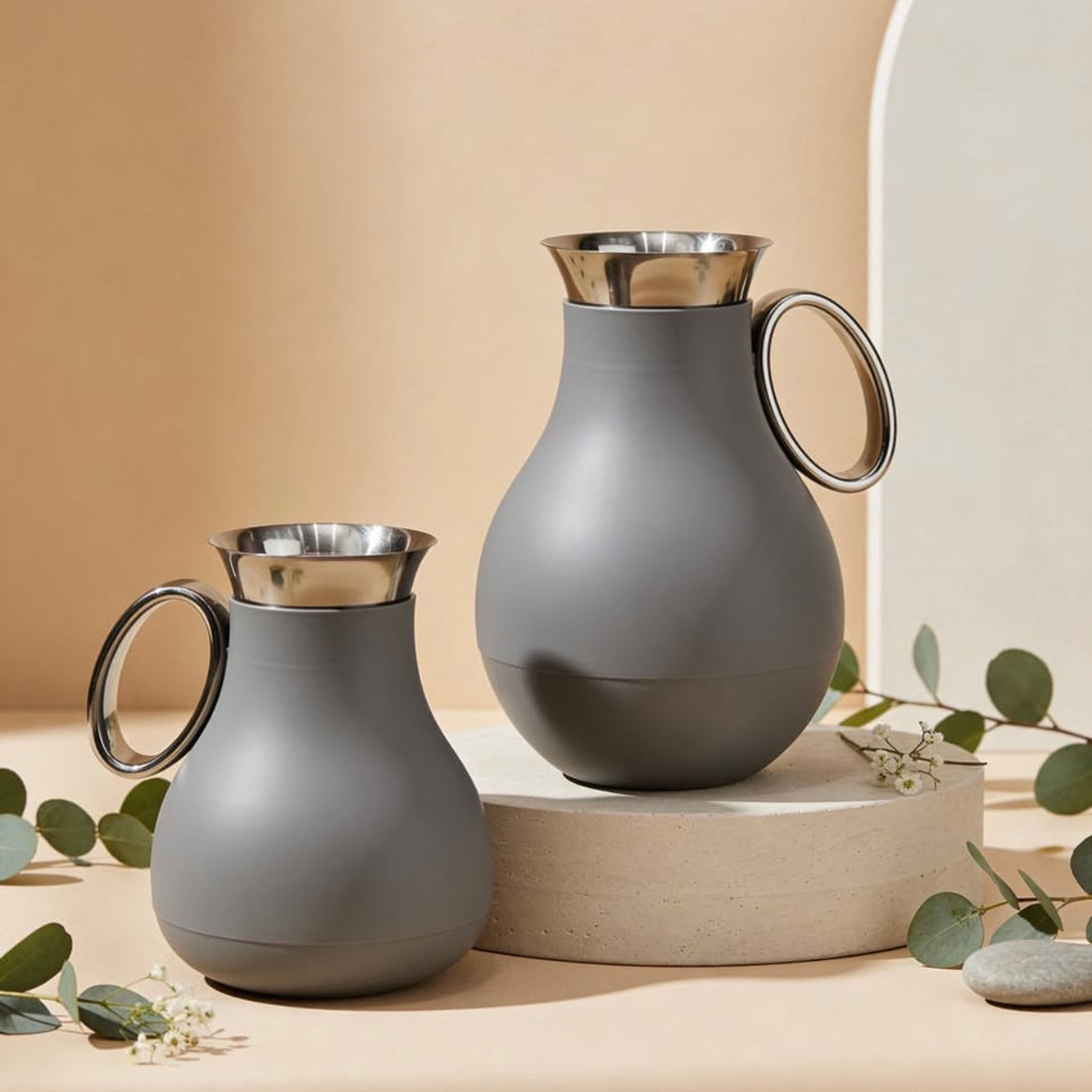RZ1821 Vacuum Flask Set – 2 Pieces (0.5 L & 1.0 L) – Dark Grey Finish