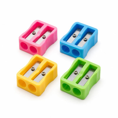 S.B.T Double Hole Pencil Sharpeners 4 Pieces Assorted Colors Siddiq Gifts