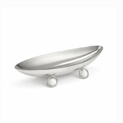 SBTC267 Big Oval Serving Bowl 45 Cm Silver Finish With Marble Ball Base – Siddiq Gifts Mussafah Abu Dhabi