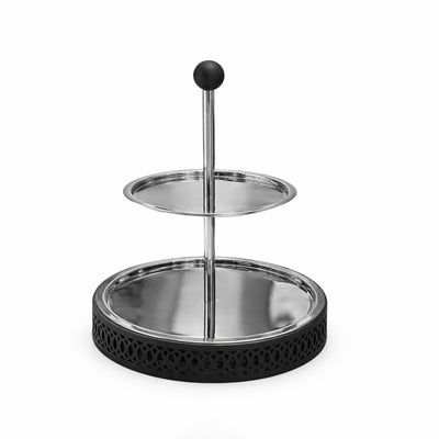SBTC579 2-Tier Serving Stand with Decorative Black Base | Siddiq Gifts – Mussafah Abu Dhabi