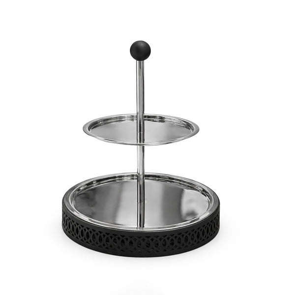 SBTC579 2-Tier Serving Stand with Decorative Black Base | Siddiq Gifts – Mussafah Abu Dhabi