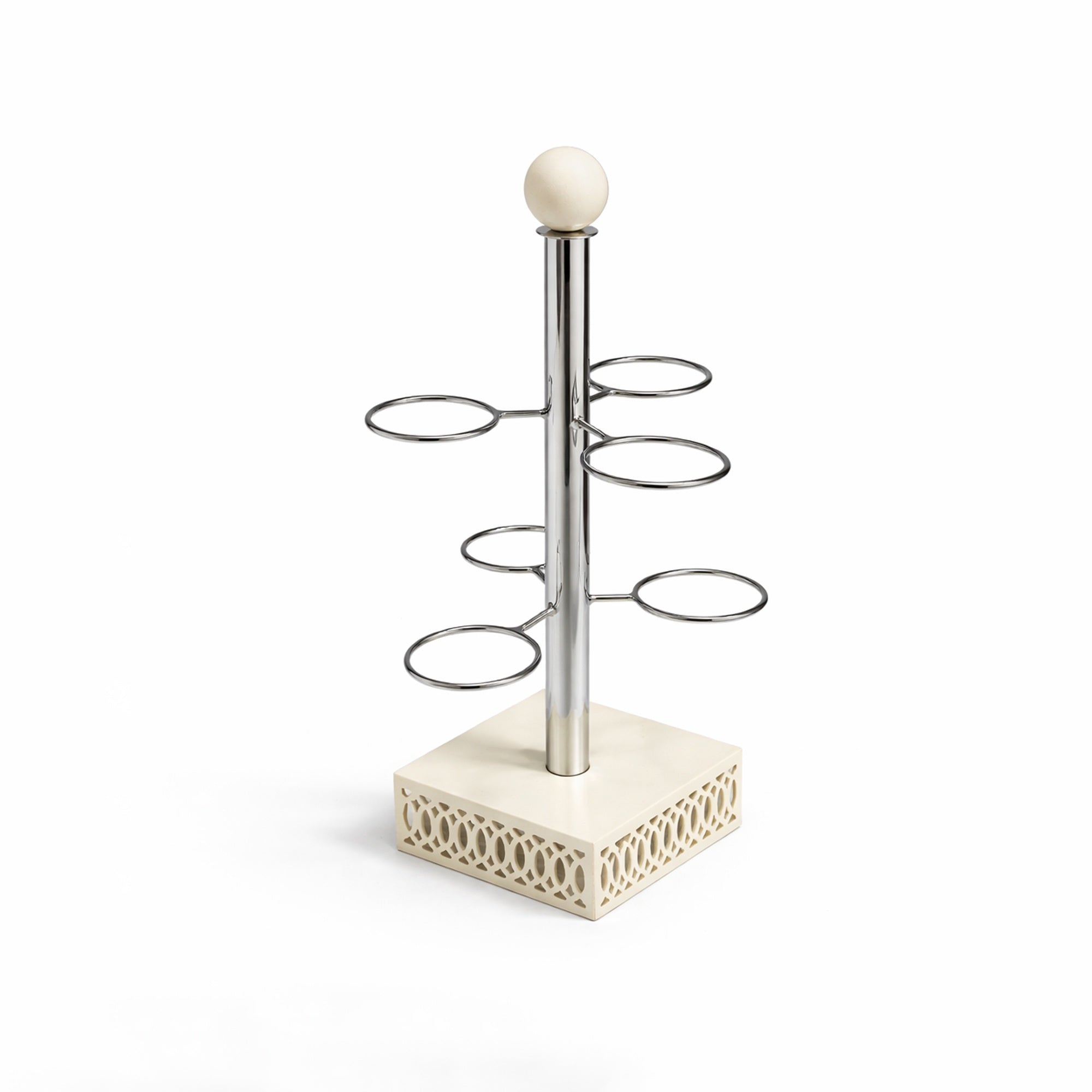 SBTC635 Cawa Cup Holder Stand – 6 Cups Holder – Ivory Base with Stainless Steel Frame | Siddiq Gifts – Mussafah Abu Dhabi
