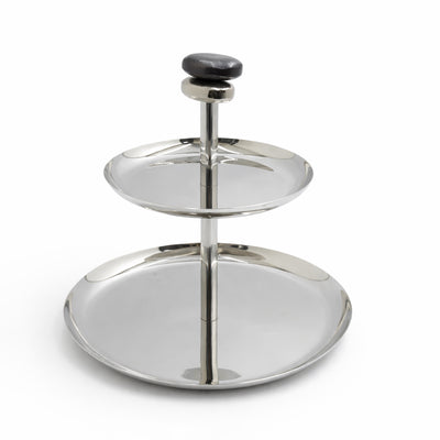 SBTC653 Two-Tier Serving & Cake Stand – Stainless Steel Silver Finish | Siddiq Gifts – Mussafah Abu Dhabi