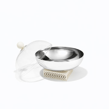 SBTC788 Sweet Bowl Small with Cover – 20 cm (D) – Ivory Base with Clear Dome Lid | Siddiq Gifts – Mussafah Abu Dhabi