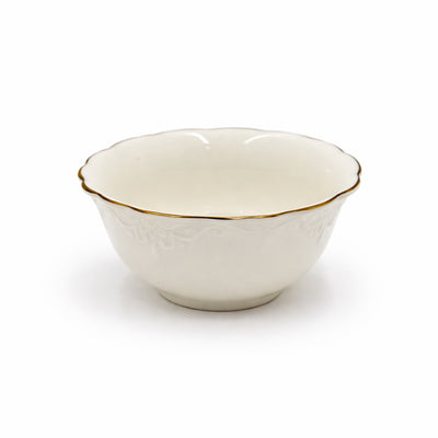 SC3986 Solecasa 4.15 Inch White Gold Rim Dessert And Snack Bowl By Siddiq Gifts