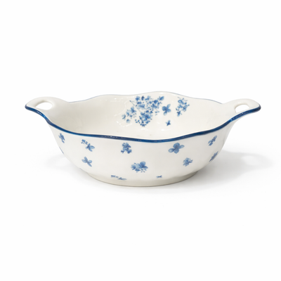 SC4109 ceramic serving bowl 9.6 inch white with blue floral design for salad and serving use – Siddiq Gifts Mussafah Abu Dhabi