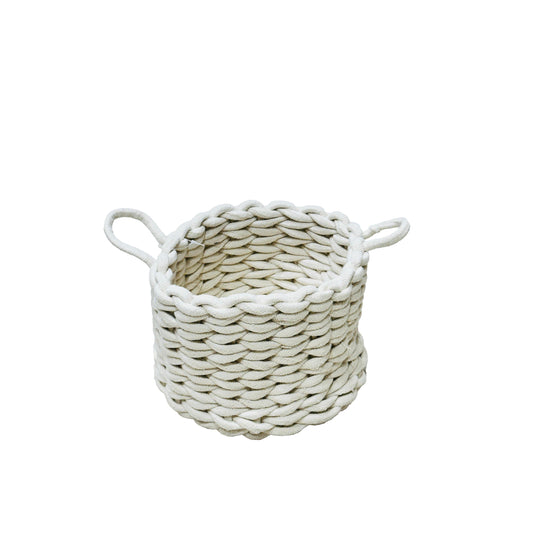 07-9 COTTON Rope Basket Round With Handle