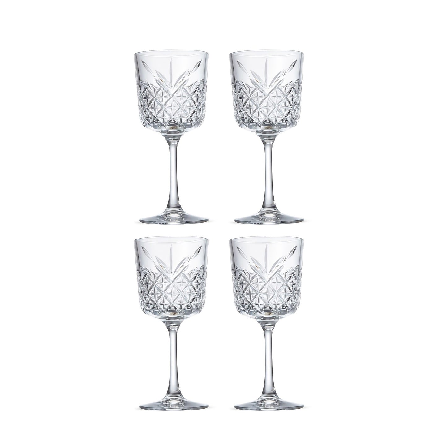 Wine Glass Set – 4-Piece – 320 ml – Elegant Crystal-Cut Design – DSJ0132