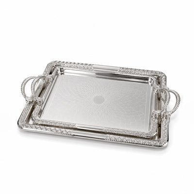 Serving Tray Set 2 Piece Silver Decorative Serving Trays With Handles Siddiq Gifts