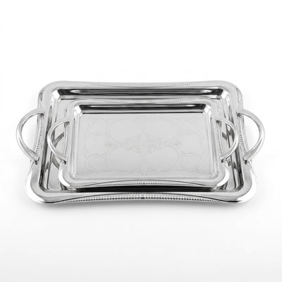 Serving Tray Set 2 Piece Silver Decorative Serving Trays With Handles Siddiq Gifts
