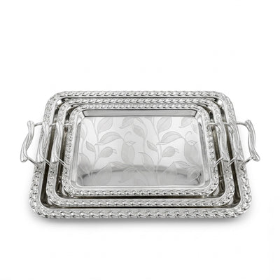 Serving Tray Set 3 Piece Silver Decorative Serving Trays With Handles Siddiq Gifts