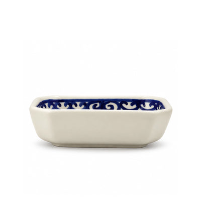 Sidi Ceramic Rectangular Deep Serving Platter in White and Blue at Siddiq Gifts.