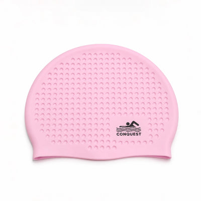 Silicone Swimming Cap Pink Textured Non-Slip Stretchable Swim Cap for Swimming Training and Water Activities by Siddiq Gifts