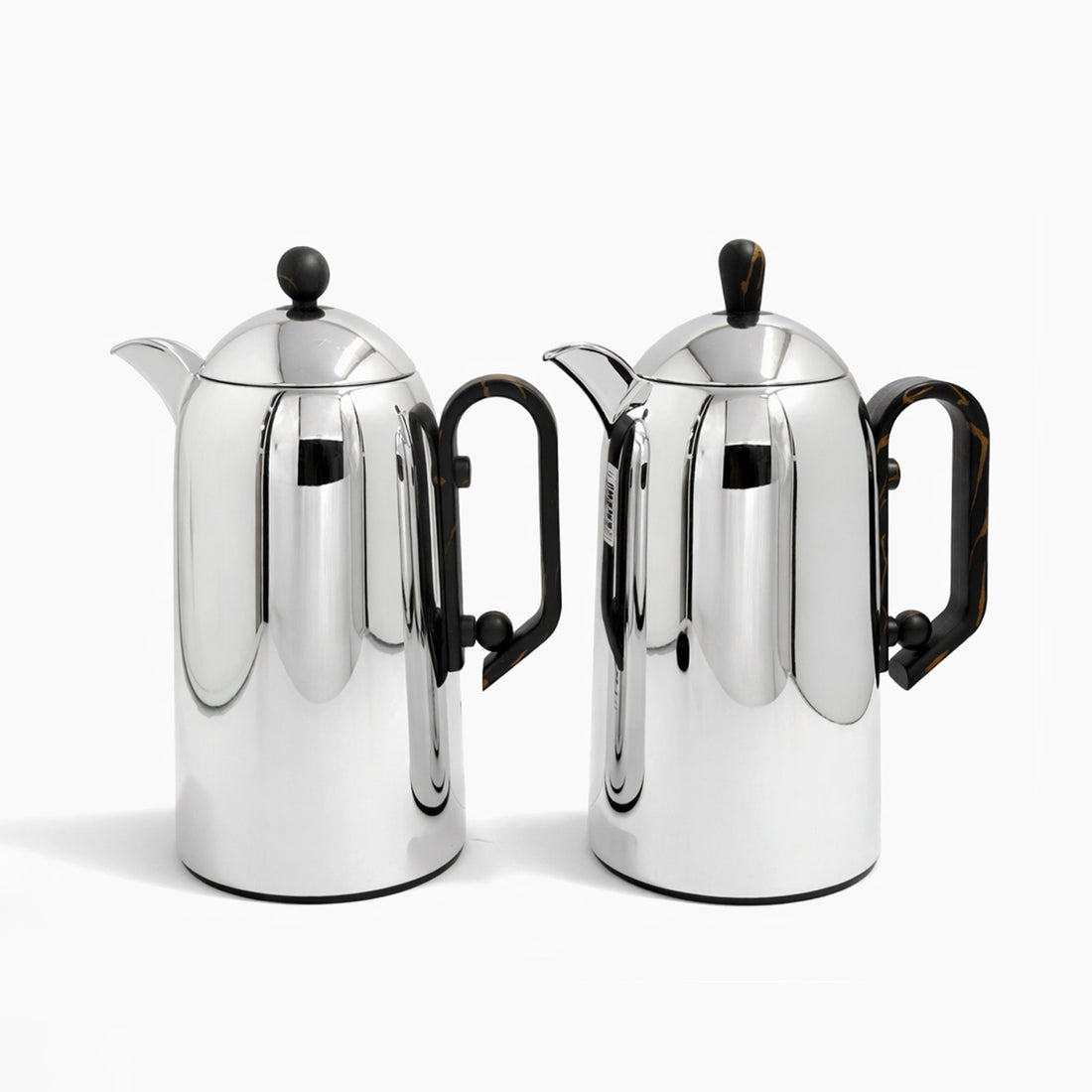 SJ66-SBM Vacuum Flask Set – 2 Pieces (1.0L + 1.0L) – Silver Finish with Black Marble Accents